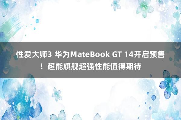 性爱大师3 华为MateBook GT 14开启预售！超能旗舰超强性能值得期待