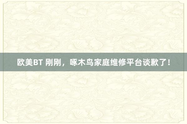 欧美BT 刚刚，啄木鸟家庭维修平台谈歉了！