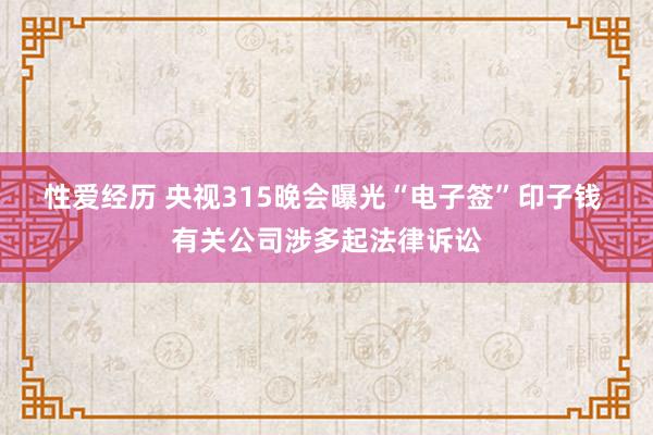 性爱经历 ﻿央视315晚会曝光“电子签”印子钱 有关公司涉多起法律诉讼