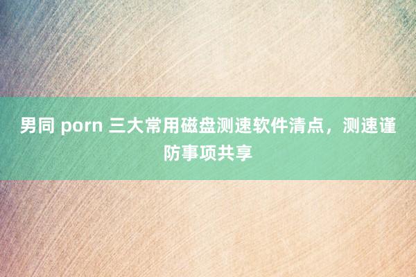 男同 porn 三大常用磁盘测速软件清点，测速谨防事项共享