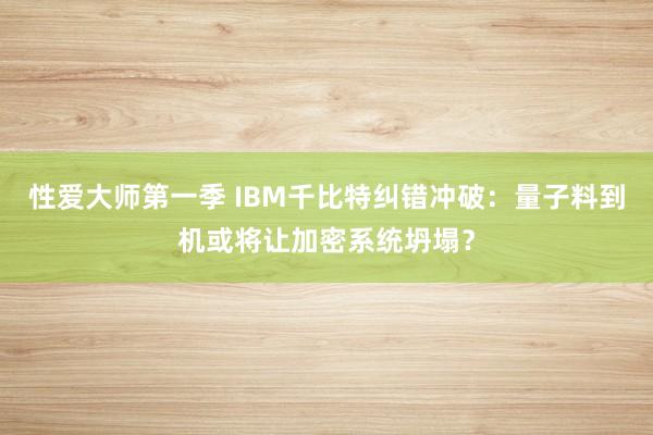 性爱大师第一季 IBM千比特纠错冲破：量子料到机或将让加密系统坍塌？