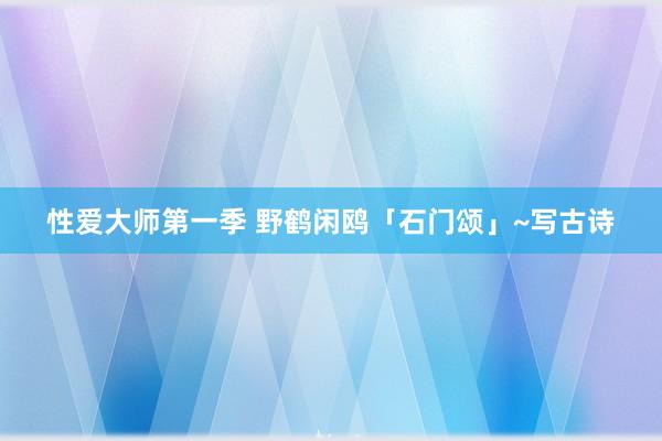 性爱大师第一季 野鹤闲鸥「石门颂」~写古诗